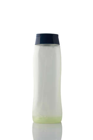 Transparent bottle of shampoo isolated on white background.の写真素材