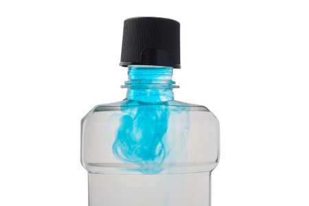 Mouthwash bottle isolated on white background.の写真素材