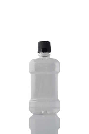 Mouthwash bottle isolated on white background.の写真素材