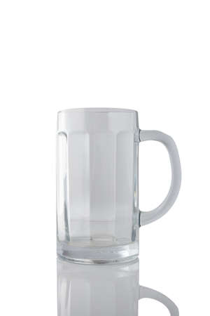 Empty beer mug glass transparent isolated on white background.の写真素材