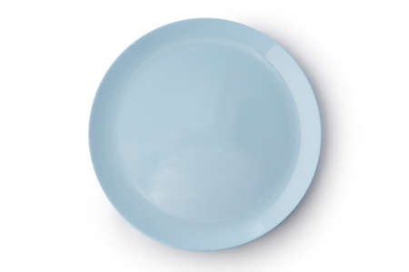 Flat empty plate isolated on white background.の写真素材