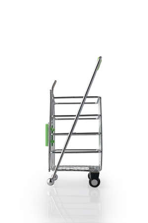 Empty cargo handling trolley white background isolated on white background. Side view.の写真素材