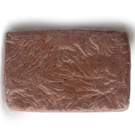 Clay brown, square piece isolated on white background.の写真素材