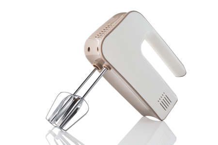 Hand mixer isolated on white background with reflection.の写真素材