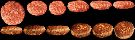Cooked and raw cutlet set isolated.の写真素材