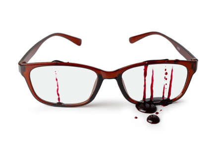 Bloody glasses isolated on white background.の写真素材