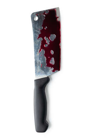 Bloody ax isolated on white background.の写真素材