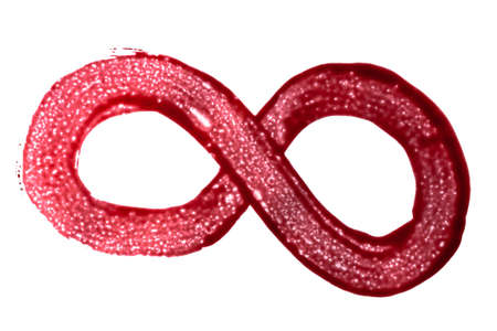 Painted in bloody paint symbol sign of infinity isolated on white background.の写真素材