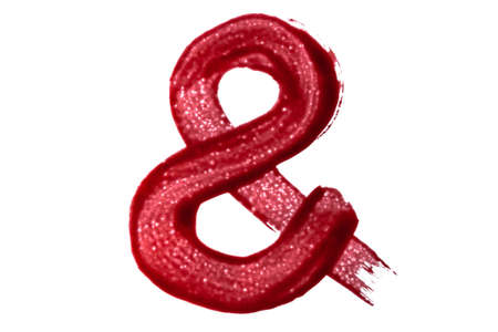 Painted in bloody paint symbol sign of ampersand isolated on white background.の写真素材