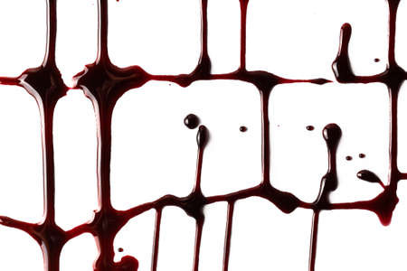 Bloody drops and drips isolated on white background.の写真素材