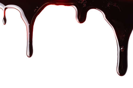 Bloody drops and drips isolated on white background.の写真素材