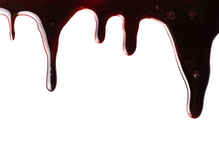 Bloody drops and drips isolated on white background.の写真素材