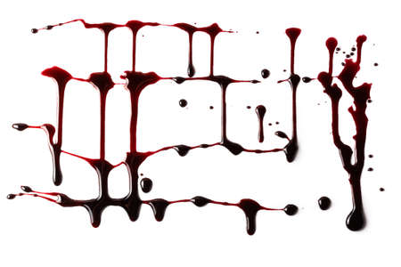 Bloody drops and drips isolated on white background.の写真素材