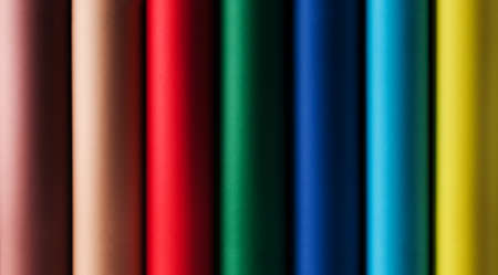 Colored paper in rolls multicolored cylindrical cardboard.の写真素材