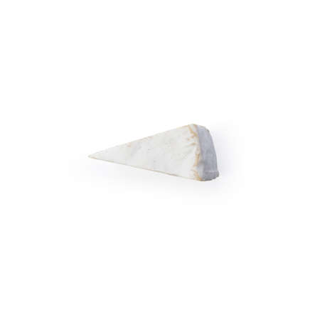 Camembert moldy cheese isolated on white background. Mixture of camembert brie and blue mold.の写真素材