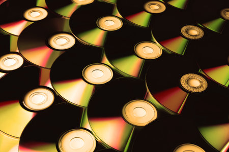 Stylish background from CD disks. Music and technology concept.の写真素材