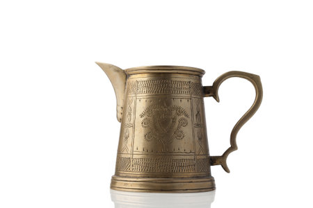 Antique coffee pot isolated on white background.の写真素材