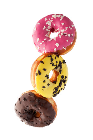 Donut levitation isolated on white background.の写真素材