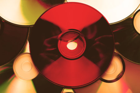 Ð¡d disc background. Compact disk collection decoration.の写真素材