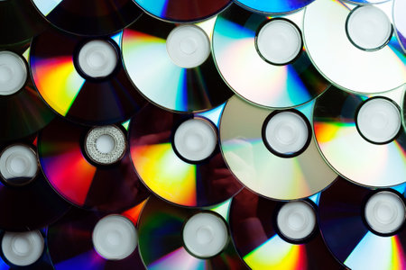 Ð¡d disc background. Compact disk collection decoration.の写真素材