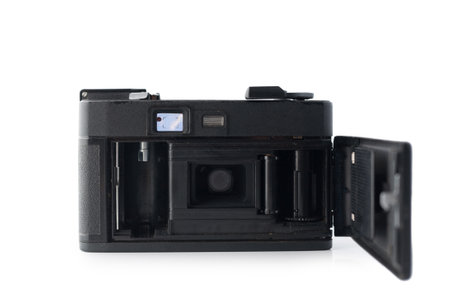 Zaporozhye, Ukraine May 3, 2021: Elikon photo camera isolated on white background.