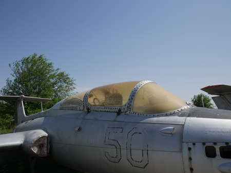 Military fighter plane old abandoned broken. Military abandoned equipment.の写真素材