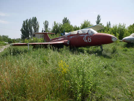 Military fighter plane old abandoned broken. Military abandoned equipment.の写真素材