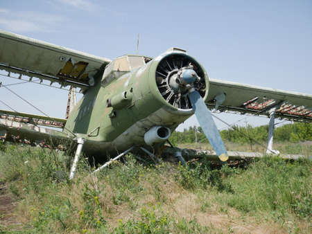 Old abandoned plane. The base of abandoned broken planes.