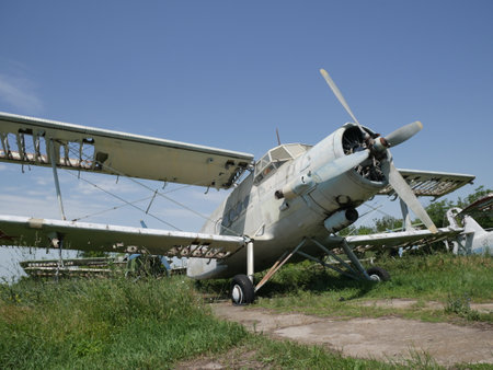 Old abandoned plane. The base of abandoned broken planes.