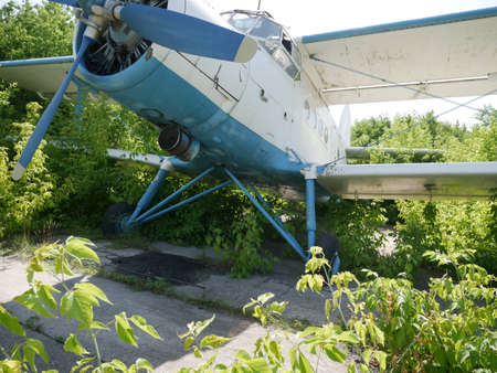 Old abandoned plane. The base of abandoned broken planes.