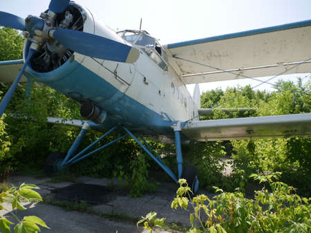 Old abandoned plane. The base of abandoned broken planes.の写真素材