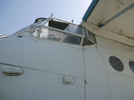 Old abandoned plane. The base of abandoned broken planes.