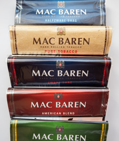ZAPOROZHYE, UKRAINE - APRIL 30, 2023: Pack of rolling tobacco, produced by Mac Baren, Danish manufacturer of tobacco products.のeditorial素材
