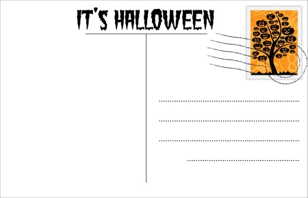 Blank Halloween postcard with Halloween stampのイラスト素材