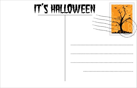 Blank Halloween postcard with Halloween stampのイラスト素材