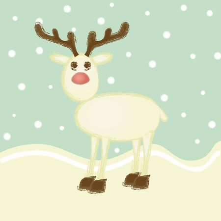 Cute retro raindeer in winter natureのイラスト素材