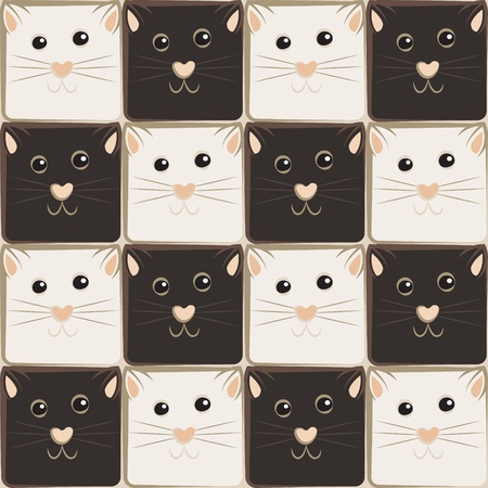 Chessboard made of black and white cats のイラスト素材