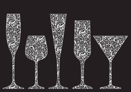 Collection of New Year's glasses made of laceの写真素材