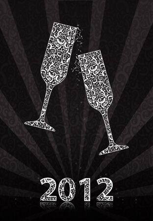 New Year's glasses made of laceの写真素材