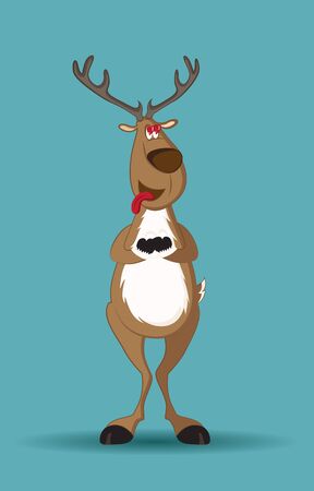 Reindeer in love with a beating heart and hearts in its eyesのイラスト素材