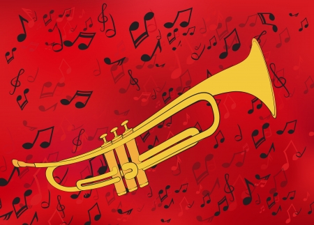 Abstract music background with a trumpetのイラスト素材