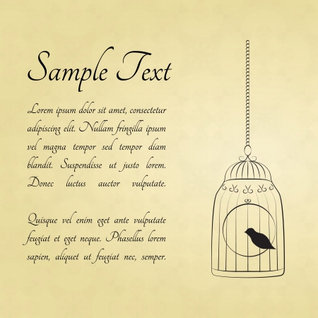 Bird in a cage card with a space for textのイラスト素材