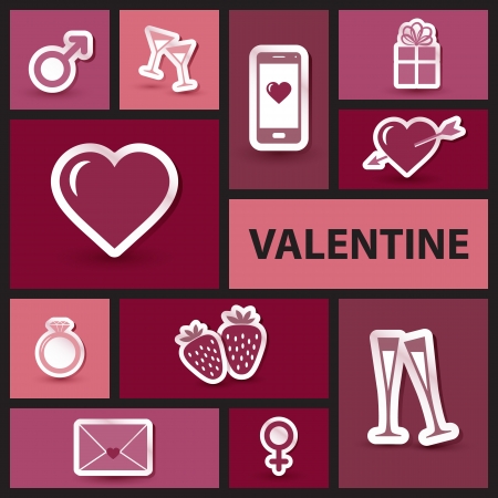 Valentine collage in retro style made of love symbolsのイラスト素材