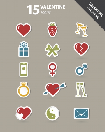 Collection of Valentine stickers vectorのイラスト素材