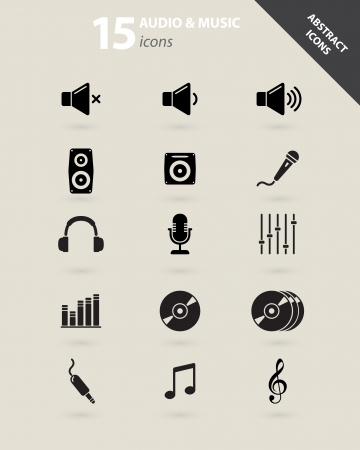 Collection of abstract audio and music iconsのイラスト素材