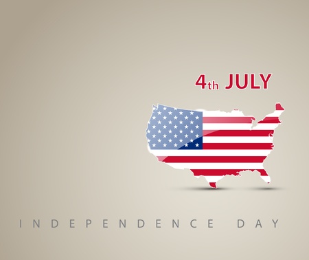 Independence day card with map of America decorated as an american flagのイラスト素材