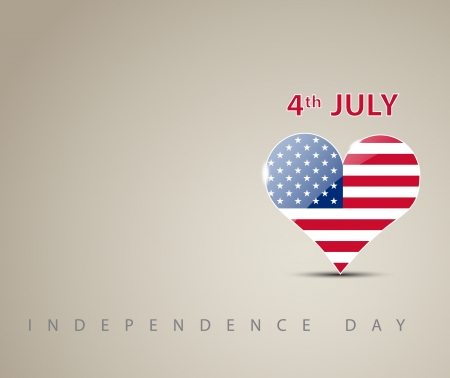 Independence day card with heart decorated as an american flagのイラスト素材