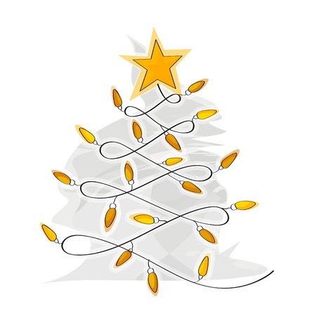 Abstract Christmas Tree made of light bulb wireのイラスト素材