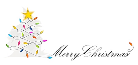 Abstract Christmas tree made of light bulb wire cardのイラスト素材