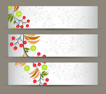 Collection of autumn floral bannersのイラスト素材